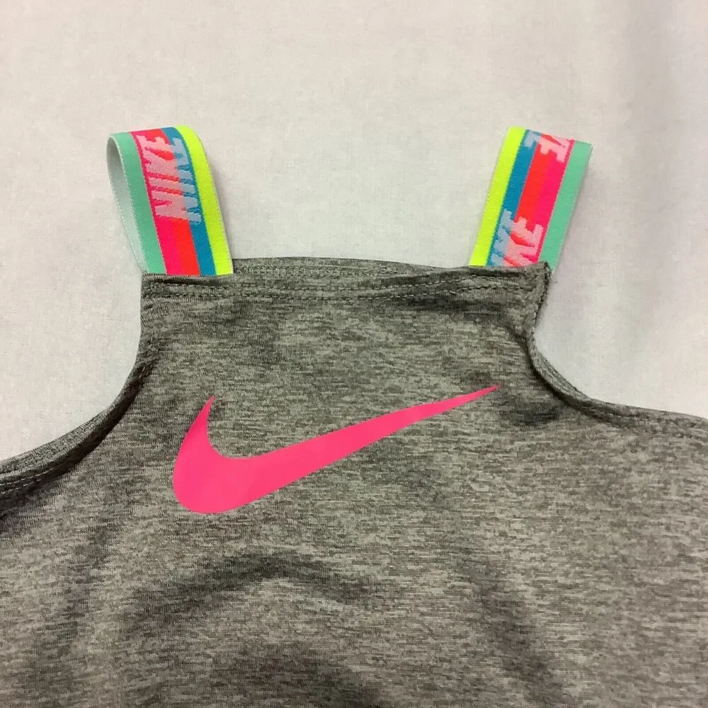 Nike Dri-Fit Gray Baby Girl Bathing Suit Swimsuit Pink‎ Swoosh Size 3 Months